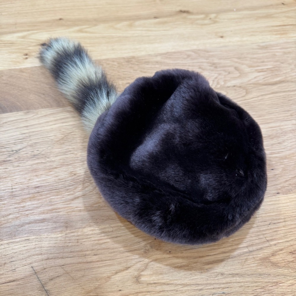 Companion Road Pet Fashions‎ Faux Fur Coonskin Cap Hat with Tail for Dogs Cats